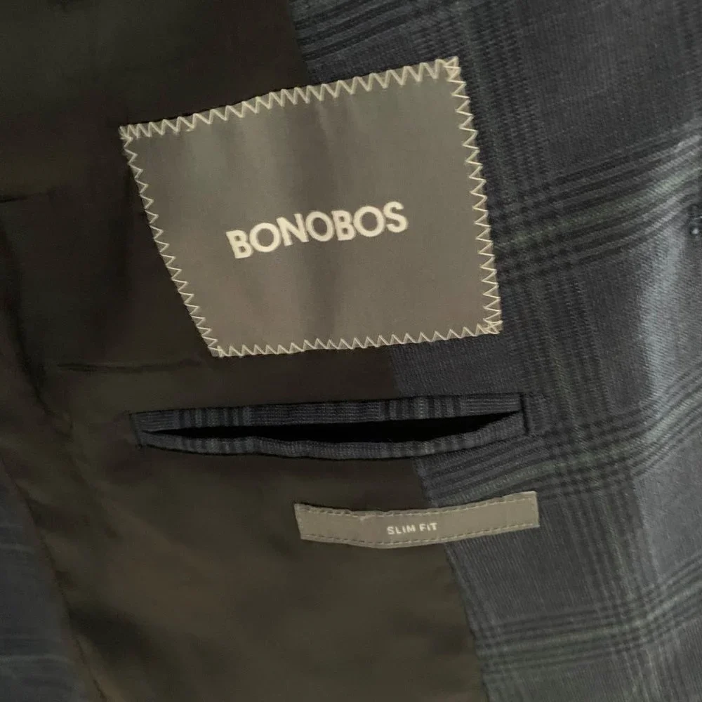 Bonobos Navy Windowpane Blazer